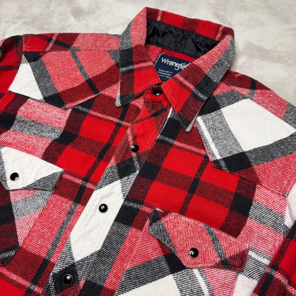 Vtg Wrangler Western Shirt Mens 16 34 Plaid Flannel Pearl Snap 90s Cowboy Rodeo - Picture 3 of 7